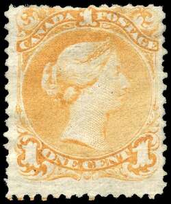 Queen Victoria - Large Queen - Yellow Orange - Thin Paper Canada Postage Stamp