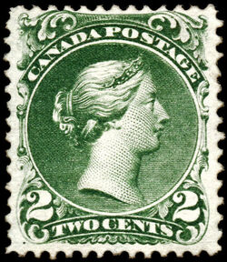 Queen Victoria - Large Queen - Green - Thin Paper Canada Postage Stamp