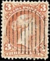 Queen Victoria - Large Queen - Red - Watermarked - Bothwell Paper Canada Postage Stamp