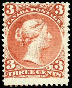 Queen Victoria - Large Queen - Red - Thin Paper Canada Postage Stamp