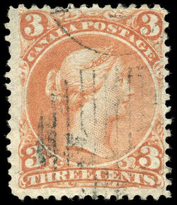 Queen Victoria - Large Queen - Red - Vertical Stitch Watermark Canada Postage Stamp