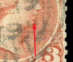 Queen Victoria - Large Queen - Red - Shaving Nick Canada Postage Stamp