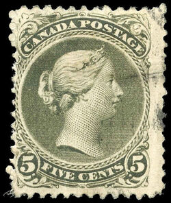 Queen Victoria - Large Queen - Deep Olive Green Canada Postage Stamp