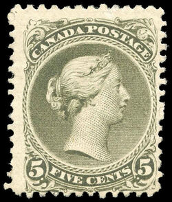 Queen Victoria - Large Queen - Olive Green - Perf 11.75 X 12 Canada Postage Stamp