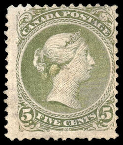 Queen Victoria - Large Queen - Olive Green - Horizontal Mesh Perf 11.5 X 12 Canada Postage Stamp