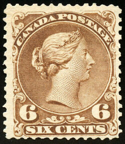 Queen Victoria - Large Queen - Dark Brown - Thin Paper Canada Postage Stamp