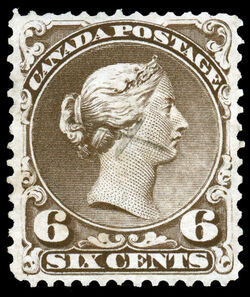 Queen Victoria - Large Queen - Black Brown - Thin Paper Canada Postage Stamp
