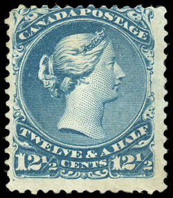 Queen Victoria - Large Queen - Blue - Thin Paper Canada Postage Stamp