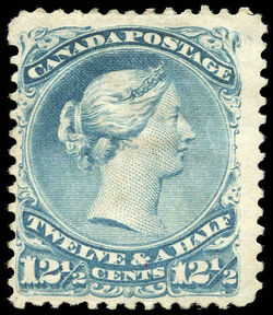 Queen Victoria - Large Queen - Milky Blue Canada Postage Stamp