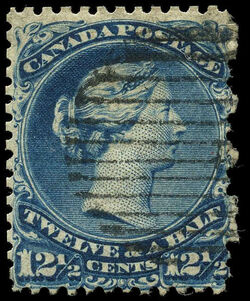 Queen Victoria - Large Queen - Blue - Horizontal Stitch Watermark Canada Postage Stamp
