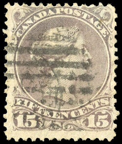 Queen Victoria - Large Queen - Grey Violet - Watermarked - Bothwell Paper Canada Postage Stamp