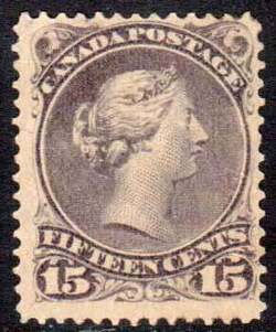 Queen Victoria - Large Queen - Grey Violet - Pawnbroker Canada Postage Stamp