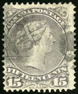 Queen Victoria - Large Queen - Grey Violet - Reddish Purple Canada Postage Stamp