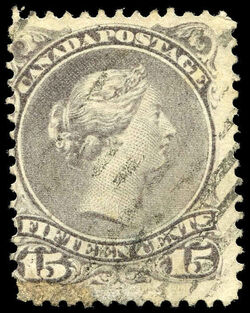 Queen Victoria - Large Queen - Grey Violet - Precanceled Canada Postage Stamp
