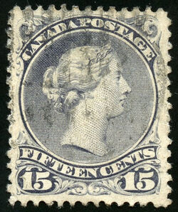 Queen Victoria - Large Queen - Grey - Thick Paper Canada Postage Stamp