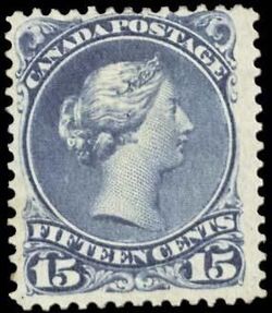 Queen Victoria - Large Queen - Deep Blue Canada Postage Stamp