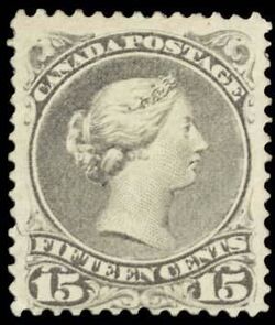Queen Victoria - Large Queen - Green Grey - Perf 12 Canada Postage Stamp
