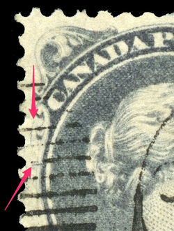 Queen Victoria - Large Queen - Grey - Cracked Plate Canada Postage Stamp