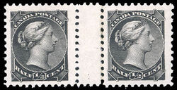 Queen Victoria - Small Queen - Black - Gutter Pair Canada Postage Stamp