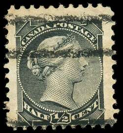 Queen Victoria - Small Queen - Black - Precanceled Canada Postage Stamp