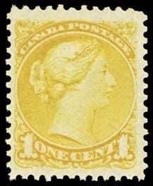 Queen Victoria - Small Queen - Lemon Yellow - Perf 11.5 X 12 Canada Postage Stamp