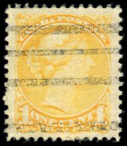 Queen Victoria - Small Queen - Yellow - Precanceled Canada Postage Stamp