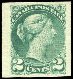 Queen Victoria - Small Queen - Green - Imperforate Pair Canada Postage Stamp