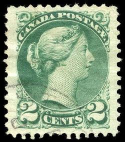 Queen Victoria - Small Queen - Blue Green Canada Postage Stamp