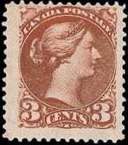 Queen Victoria - Small Queen - Dull Red - Perf 12 Canada Postage Stamp