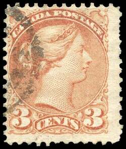Queen Victoria - Small Queen - Copper Red - Perf 12.5 Canada Postage Stamp