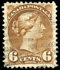 Queen Victoria - Small Queen - Yellow Brown - Precanceled Canada Postage Stamp