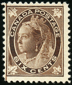 Queen Victoria - Brown - Engraver's Slip on Bottom Left Canada Postage Stamp