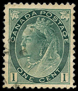 Queen Victoria - Grey Green - Thick Paper Canada Postage Stamp