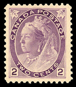 Queen Victoria - Violet - Thick Yellow Paper Canada Postage Stamp