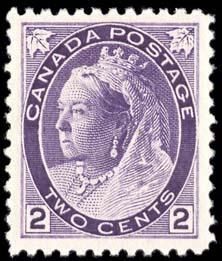 Queen Victoria - Purple - Major Re-entry Canada Postage Stamp