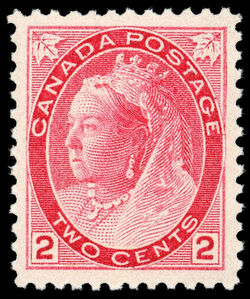 Queen Victoria - Carmine - Die II - One Thick Frameline Between Two Thin Framelines Canada Postage Stamp