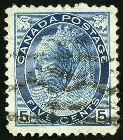 Queen Victoria - Blue - Precanceled Canada Postage Stamp