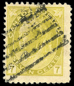 Queen Victoria - Olive Yellow - Precanceled Canada Postage Stamp