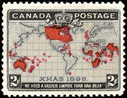 Canadian Imperial Stamp - XMAS 1898 - We Hold a Vaster Empire Than Has Been - Grey Background Canada Postage Stamp