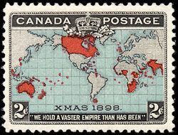 Canadian Imperial Stamp - XMAS 1898 - We Hold a Vaster Empire Than Has Been - Deep Blue Background Canada Postage Stamp