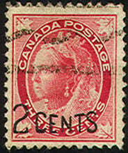 Queen Victoria - Maple Leaf - Carmine - Precanceled Canada Postage Stamp