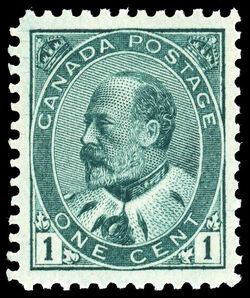 King Edward VII - Green - Hairlines Canada Postage Stamp