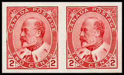 King Edward VII - Carmine - Imperforate Pair Canada Postage Stamp