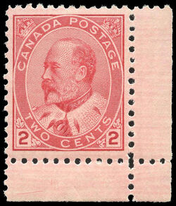 King Edward VII - Carmine - Hairlines Canada Postage Stamp