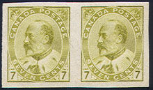 King Edward VII - Olive Bistre - Imperforate Pair Canada Postage Stamp