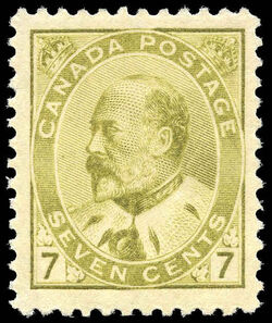 King Edward VII - Yellow Olive Canada Postage Stamp