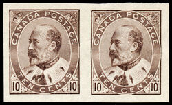 King Edward VII - Brown Lilac - Imperforate Pair Canada Postage Stamp