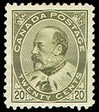 King Edward VII - Deep Olive Green Canada Postage Stamp