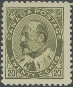 King Edward VII - Olive Green - Precanceled Canada Postage Stamp