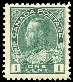 King George V - Yellow Green Canada Postage Stamp